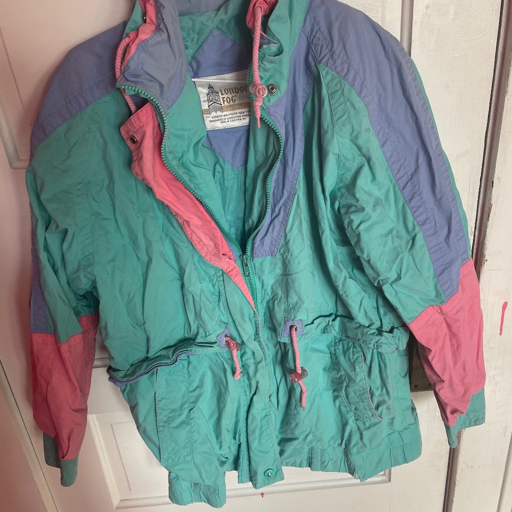 80s vintage London fog windbreaker coat/ colorblock vintage coat